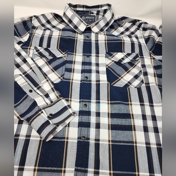 American Rag‎ Snap Button Down Plaid Multi Color Long Sleeve Shirt Size XL - Picture 2 of 15